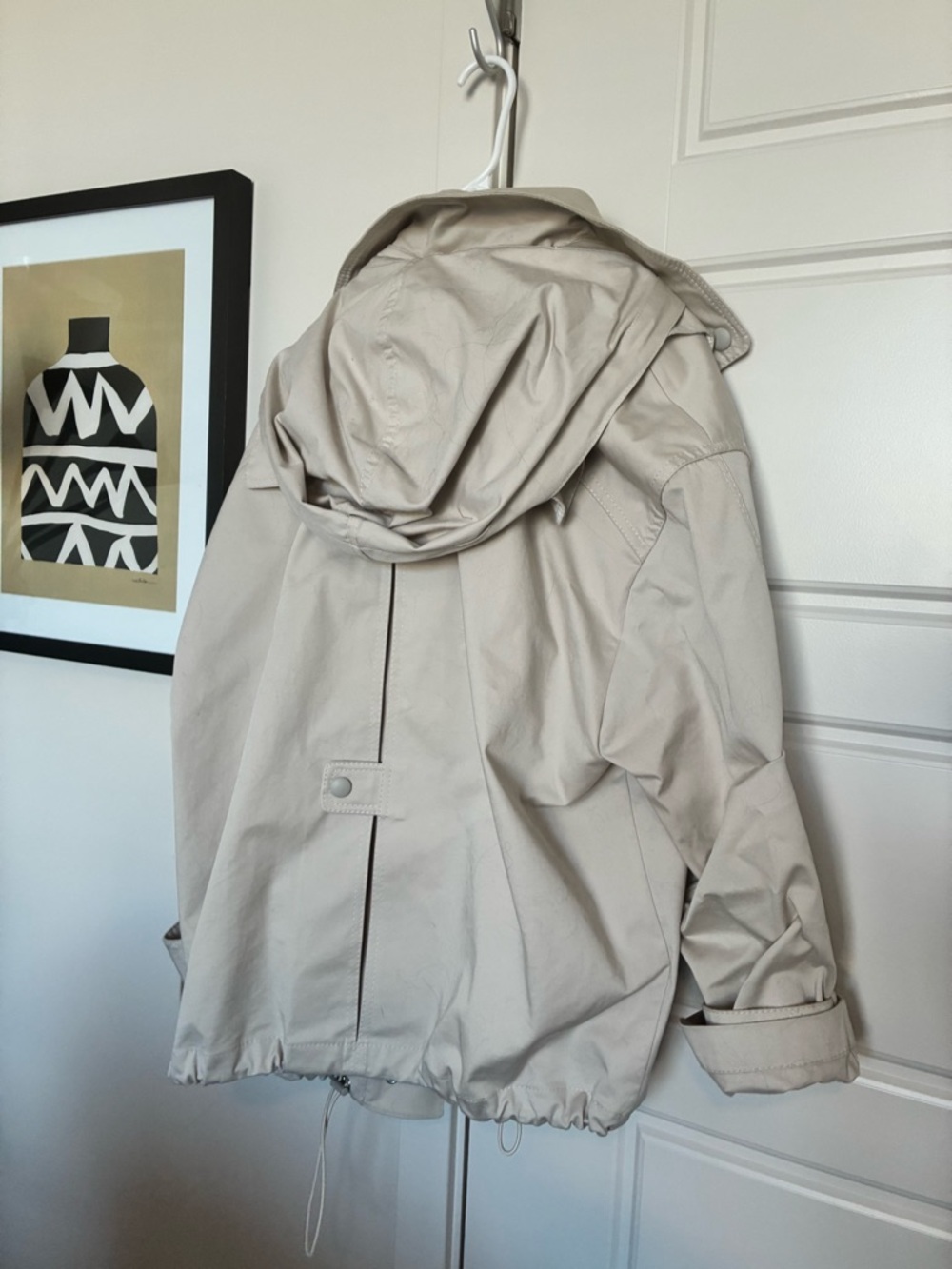 ZARA Beige Collared Snap-Front Jacket - Picture 9 of 9